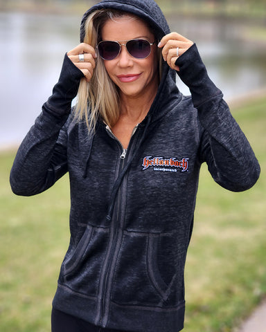 Image of Zen 3D Orange Patch Full-Zip Up Hoodie