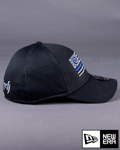 Image of H76 Blue Bar First Responder USA Flag on Stretch Mesh