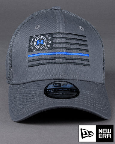 Image of H76 Blue Bar First Responder USA Flag on Stretch Mesh