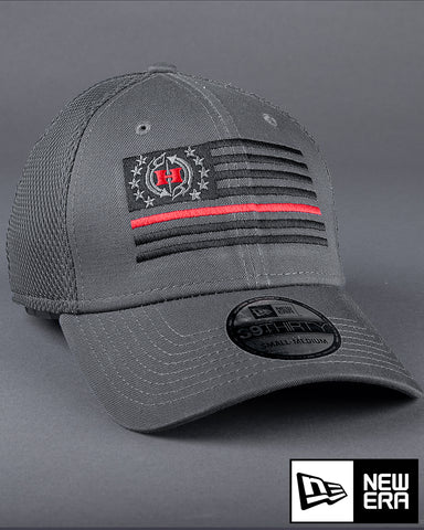 Image of H76 Red Bar First Responder USA Flag on Stretch Mesh