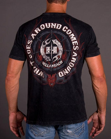 Image of Mens Fashion T-Shirt - What Goes Around Acid Wash