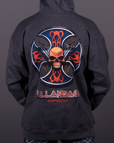 Image of Mens Hoodie - Skull & Pipes Hooded Pullover