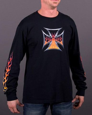 Image of Mens LS T-Shirt - Maltese Flames Long Sleeve