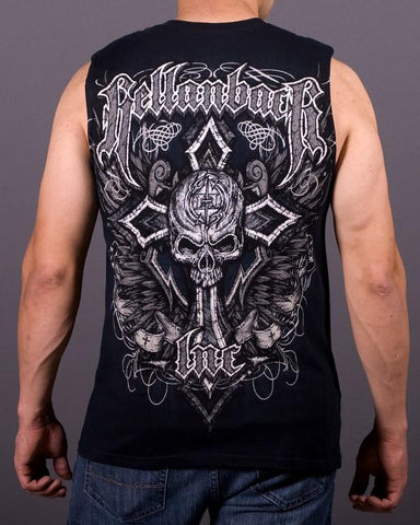Image of Mens Sleeveless Shirt - Black Cross Sleeveless T