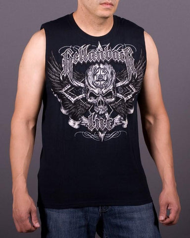 Image of Mens Sleeveless Shirt - Black Cross Sleeveless T