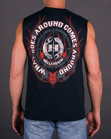 Image of Mens Sleeveless Shirt - What Goes Around Sleeveless T