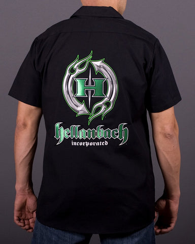 Image of Mens Work Shirt - 3D Work Shirt - Black/Green