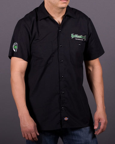 Image of Mens Work Shirt - 3D Work Shirt - Black/Green