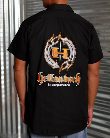 Image of Mens Work Shirt - 3D Work Shirt - Black/Orange