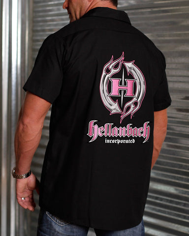 Image of Mens Work Shirt - 3D Work Shirt - Black/Pink