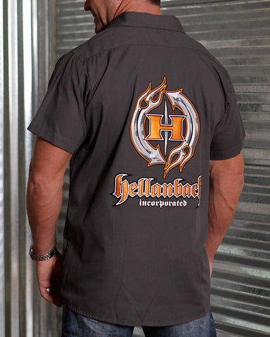 Image of Mens Work Shirt - 3D Work Shirt - Charcoal/Orange