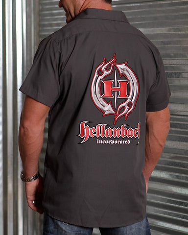 Image of Mens Work Shirt - 3D Work Shirt - Charcoal/Red