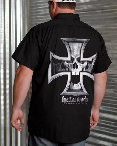 Image of Mens Work Shirt - Iron Skull On Dickies Work Shirt