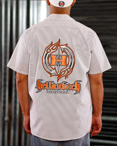 Image of Mens Work Shirt - Pinstripe 3D Work Shirt - Orange