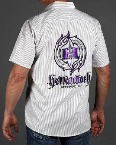 Image of Mens Work Shirt - Pinstripe 3D Work Shirt - Purple