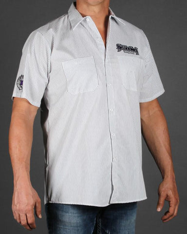 Image of Mens Work Shirt - Pinstripe 3D Work Shirt - Purple