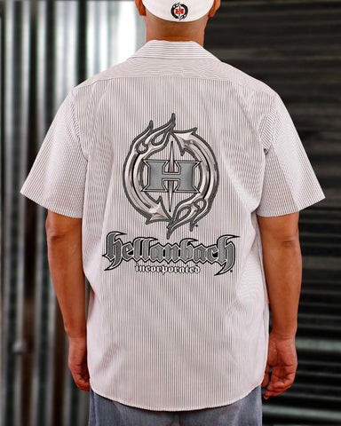 Image of Mens Work Shirt - Pinstripe 3D Work Shirt - Silver