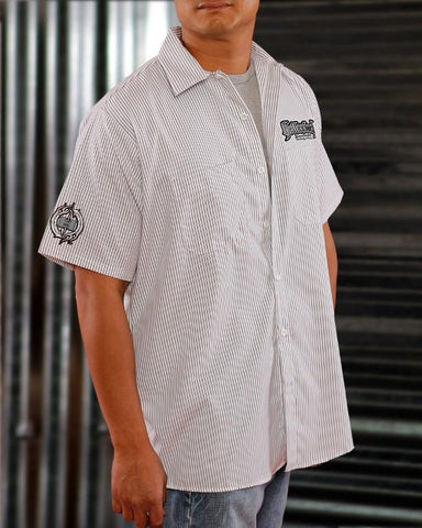 Image of Mens Work Shirt - Pinstripe 3D Work Shirt - Silver