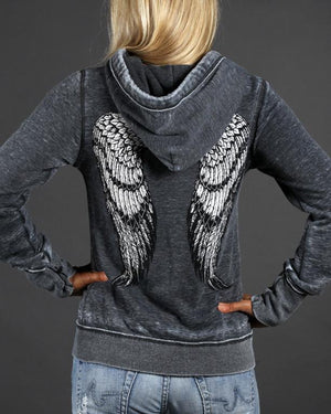 Angel Winged Zen Full-Zip Fleece Hood