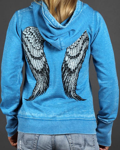Image of Womens Hoodies - Angel Winged Zen Full-Zip Fleece Hood