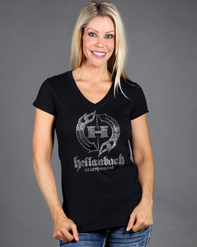 Image of Womens T-Shirt - HB Crystal Logo On Bella V-Neck