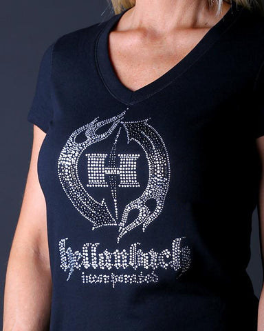 Image of Womens T-Shirt - HB Crystal Logo On Bella V-Neck