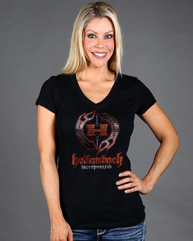 Image of Womens T-Shirt - HB Crystal Logo On Bella V-Neck