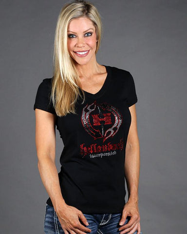 Image of Womens T-Shirt - HB Crystal Logo On Bella V-Neck