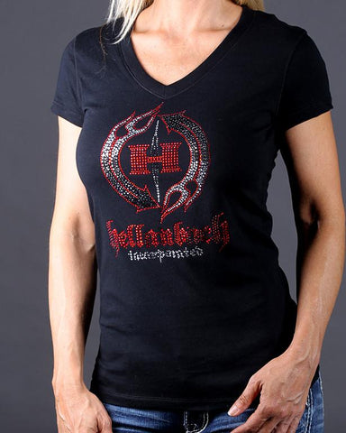 Image of Womens T-Shirt - HB Crystal Logo On Bella V-Neck