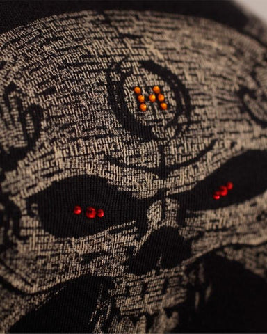 Image of Womens T-Shirt - HB Skull & Crossbones Bella Tee With Crystals