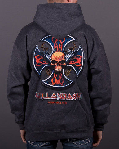 Image of Mens Hoodie - Skull & Pipes Hooded Pullover