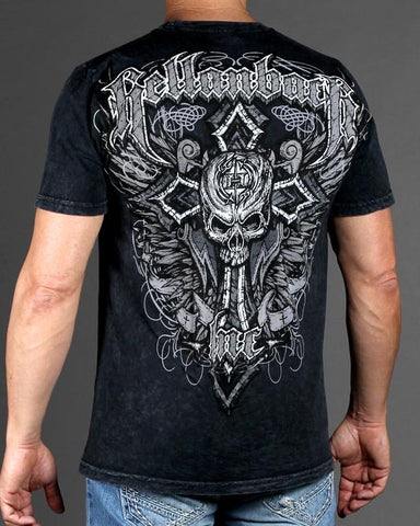 Image of Mens Premium T-Shirt - Black Cross Mineral Washed Premium Shirt
