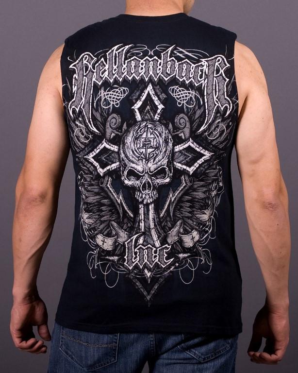 Hellanbach Inc. Black Cross Sleeveless T Shirt