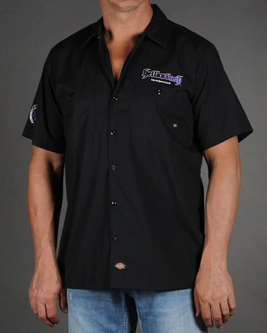 Mens Work Shirt - 3D Work Shirt - Black/Purple