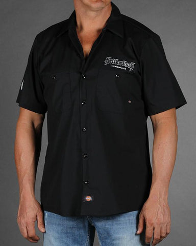 Mens Work Shirt - Black 4D Work Shirt W/Carbon Fiber Pattern
