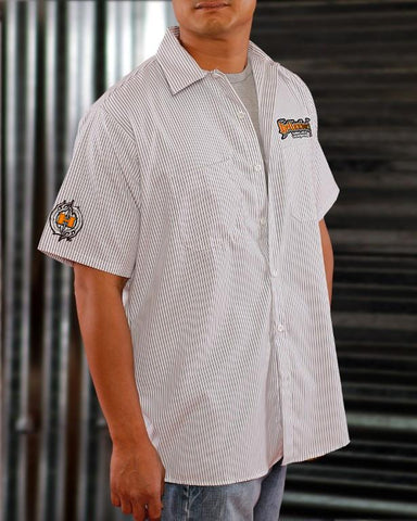 Image of Mens Work Shirt - Pinstripe 3D Work Shirt - Orange