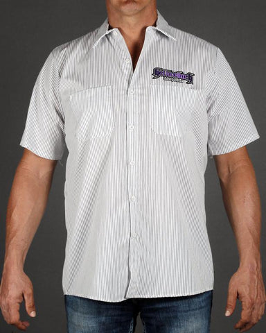 Mens Work Shirt - Pinstripe 3D Work Shirt - Purple
