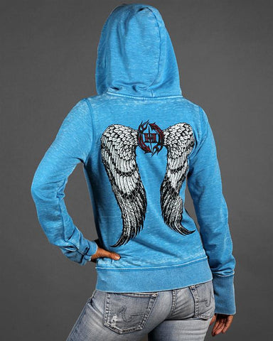Image of Womens Hoodies - Angel Winged Zen Full-Zip Fleece Hood