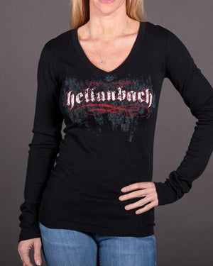 Angel Wings Sheer Mini Rib Long Sleeve V-Neck Tee