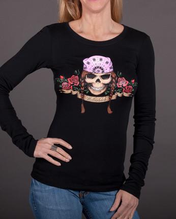 Image of Womens Long Sleeve - Braids Long Sleeve Tee With Crystals