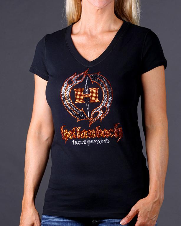 Womens T-Shirt - HB Crystal Logo On Bella V-Neck